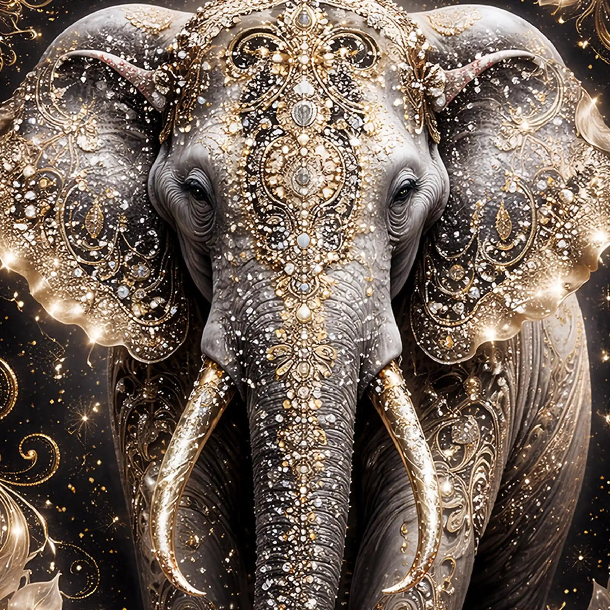 Modern Luxury Elephant Wall Art Floating Frame Crystal Wall Painting