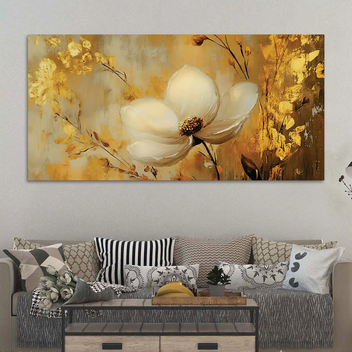 Modern Luxury Floral Canvas Painting for Home Decor