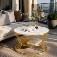 Modern Luxury Round Marble Center Table with Marble Top