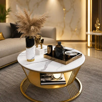 Modern Luxury Round Marble Center Table with Marble Top