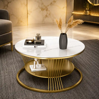 Modern Luxury Round Marble Center Table with Marble Top