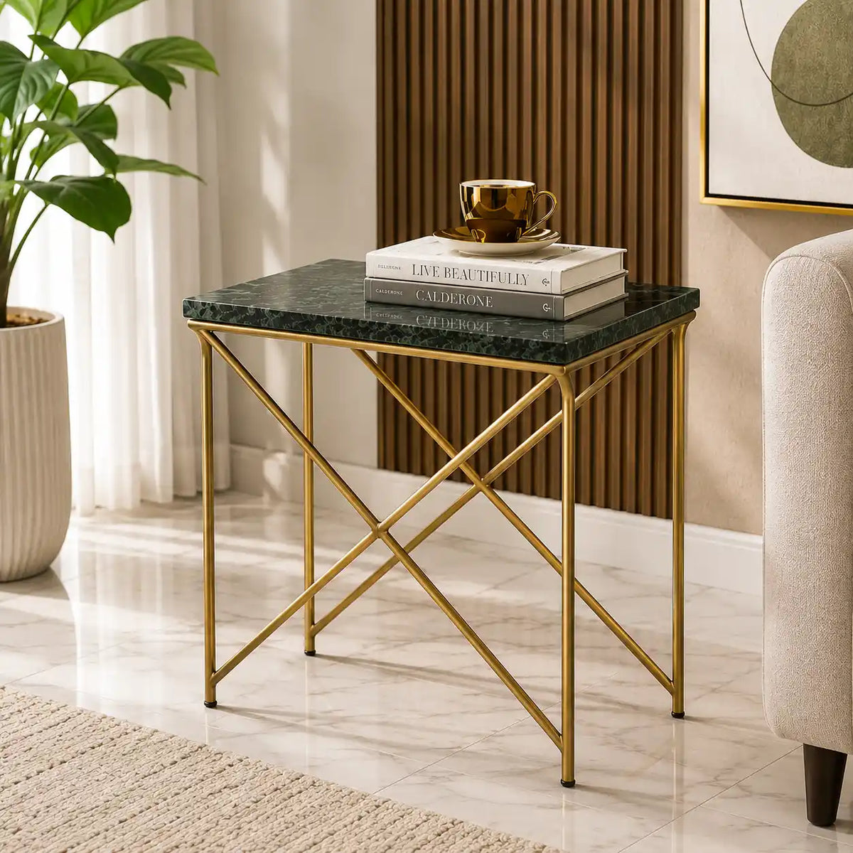 Modern Luxury Side Table with Premium Marble Surface