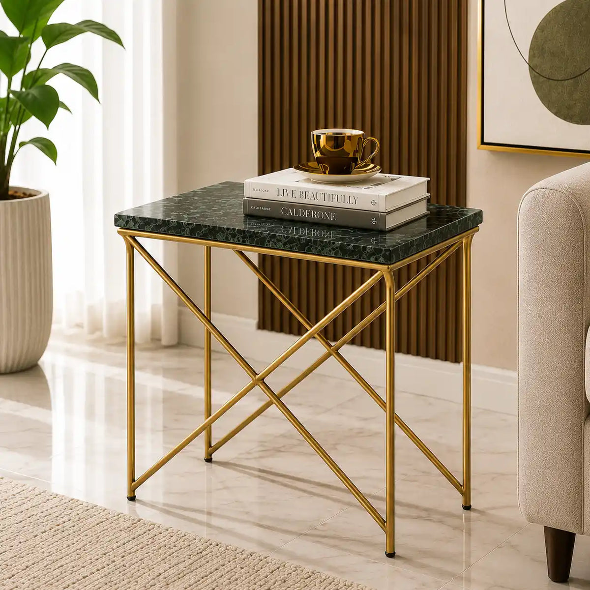 Modern Luxury Side Table with Premium Marble Surface
