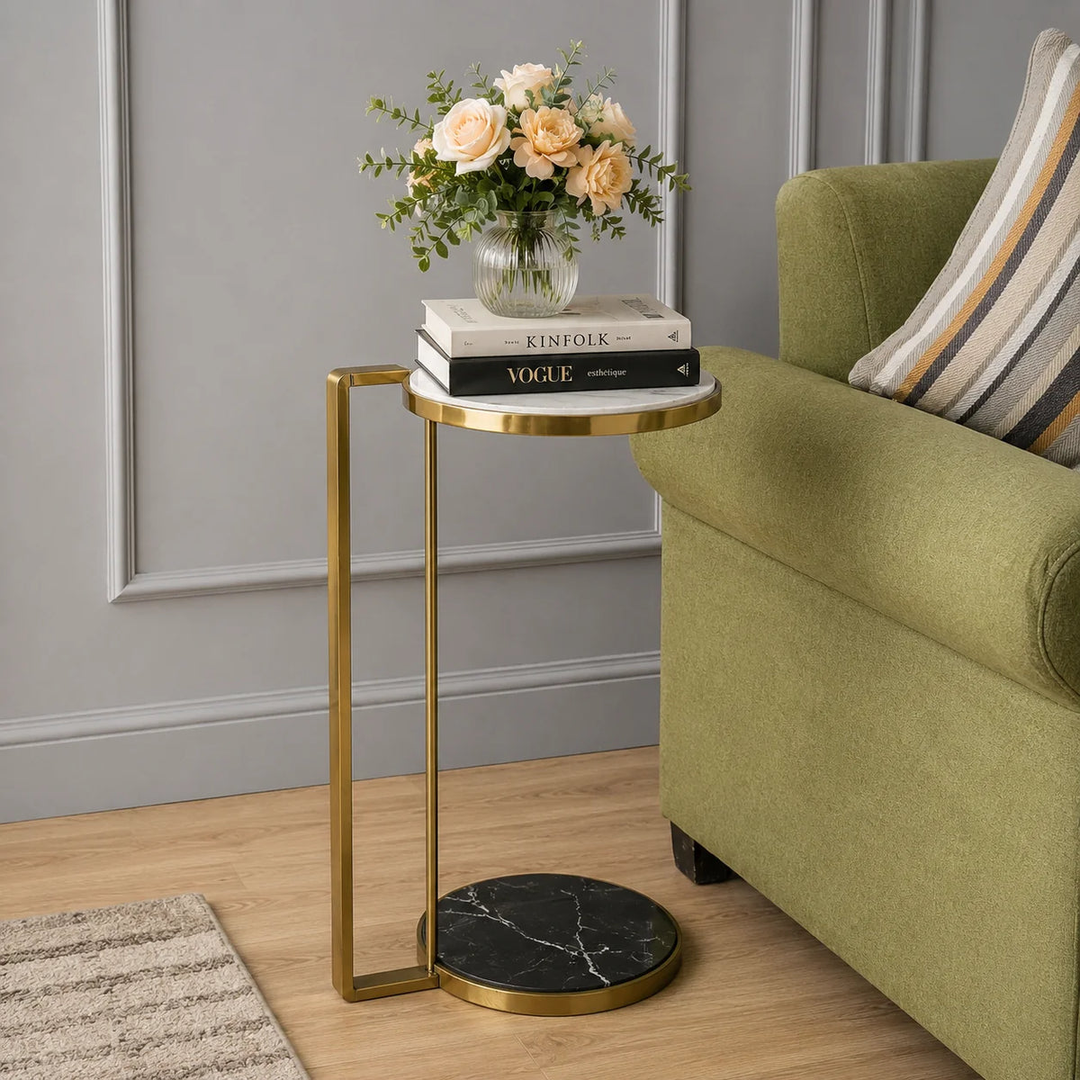 Modern Marble End Table for Living Room and Bedroom