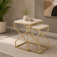 Modern Marble Top Nested Table with Stylish Frame
