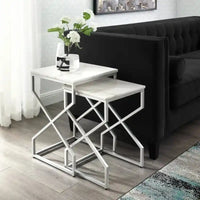Modern Marble Top Nested Table with Stylish Frame