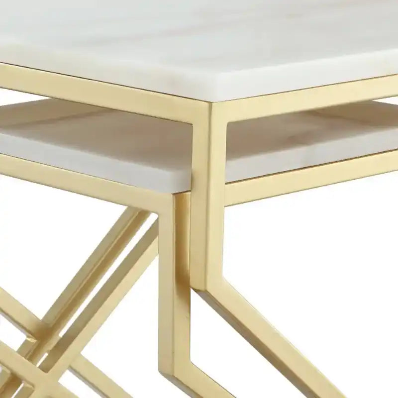 Modern Marble Top Nested Table with Stylish Frame