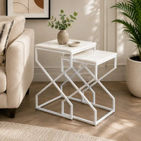 Modern Marble Top Nested Table with Stylish Frame