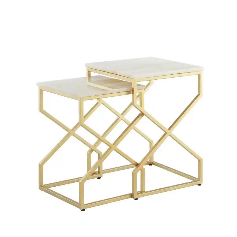 Modern Marble Top Nested Table with Stylish Frame