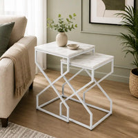 Modern Marble Top Nested Table with Stylish Frame