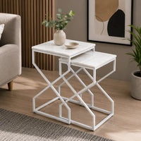 Modern Marble Top Nested Table with Stylish Frame