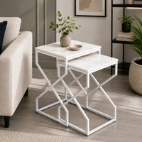 Modern Marble Top Nested Table with Stylish Frame
