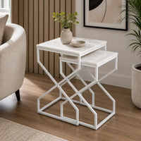 Modern Marble Top Nested Table with Stylish Frame