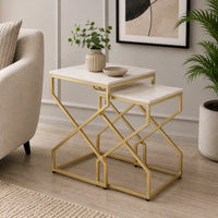 Modern Marble Top Nested Table with Stylish Frame