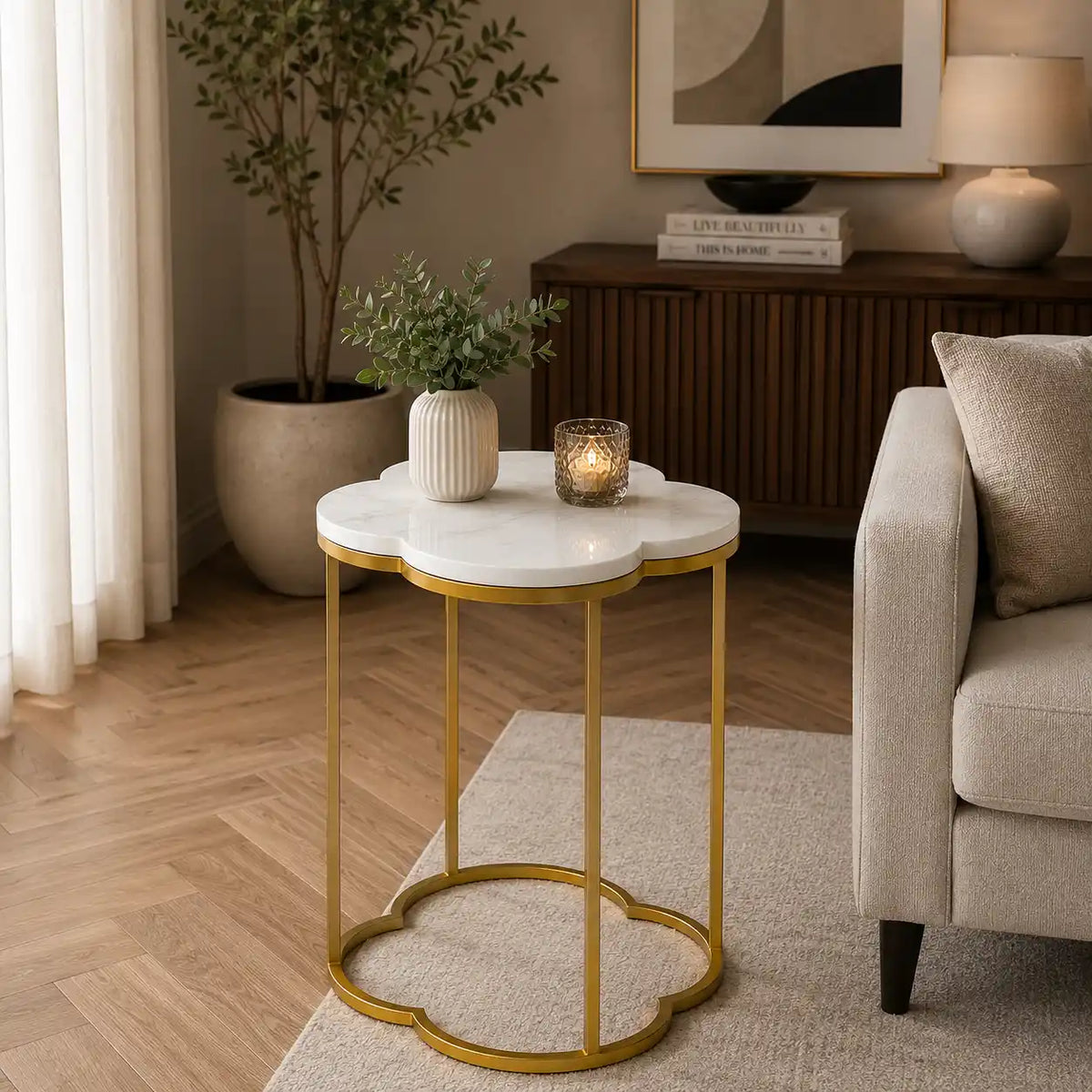 Modern Marble Top Side Table