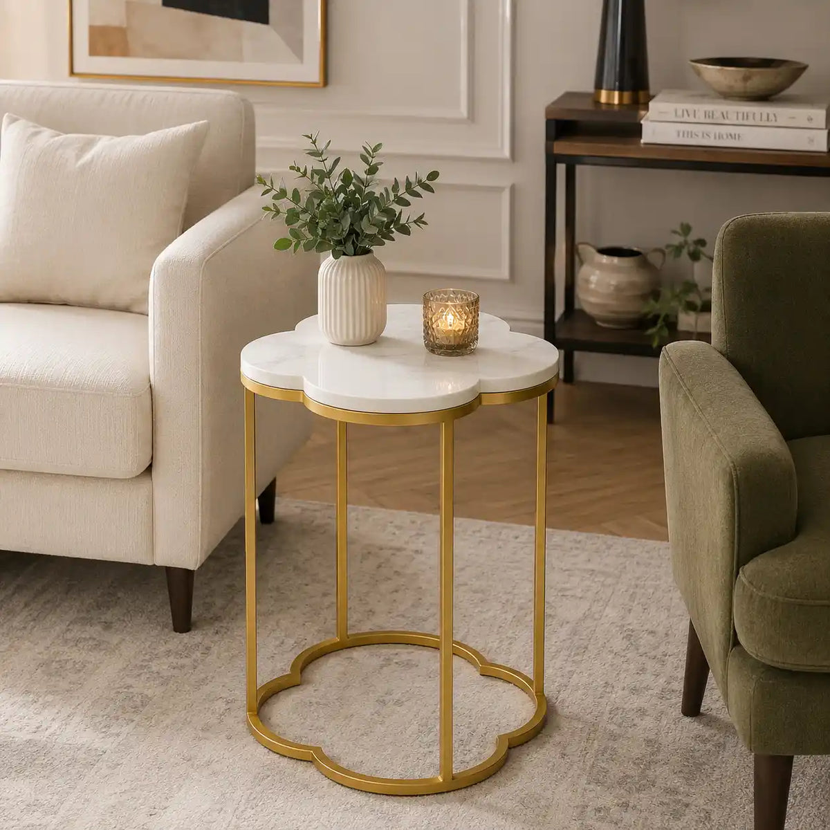 Modern Marble Top Side Table