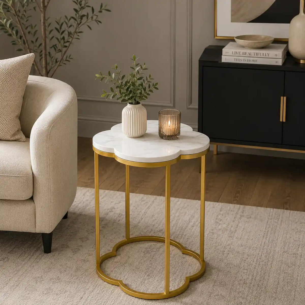 Modern Marble Top Side Table