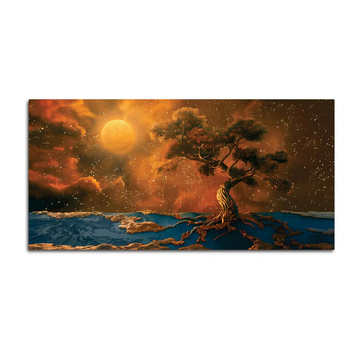 Modern Moonlight Sky Canvas Painting for Wall Decor