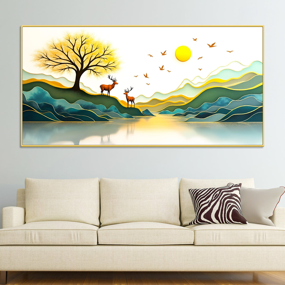 Modern Nature Deer Wall Painting for Stylish Home Interior