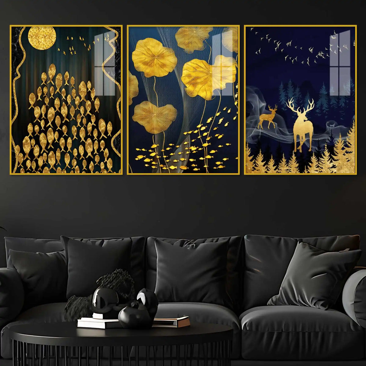 Modern Nature Inspired Acrylic Painting Set of 3