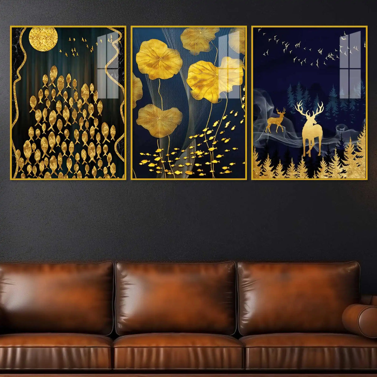 Modern Nature Inspired Acrylic Painting Set of 3