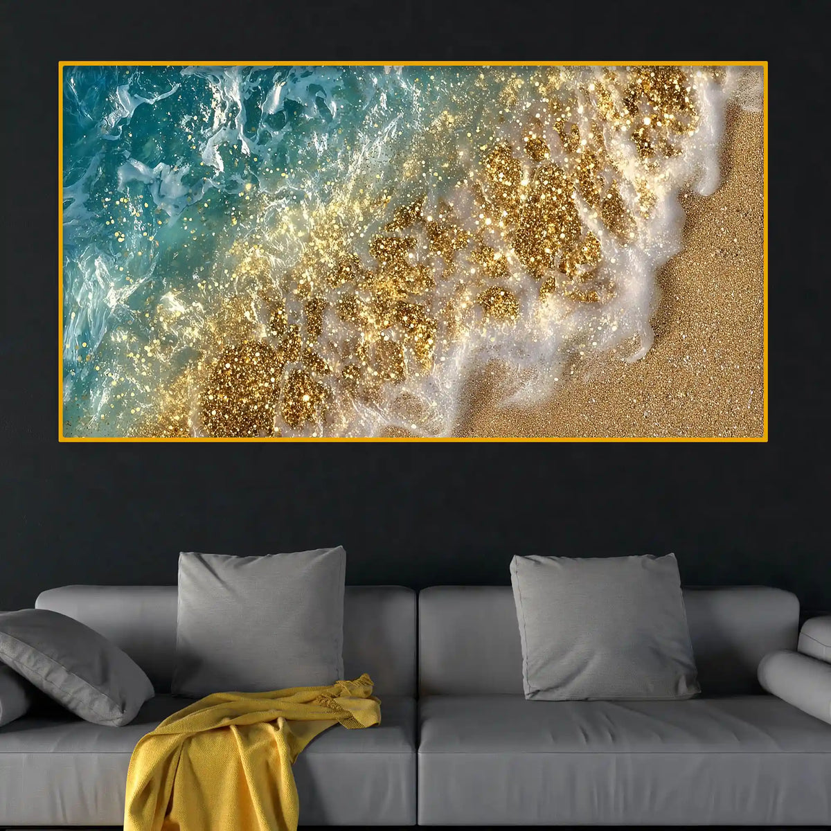 Modern Ocean Crystal Glass Artwork Wall Painting