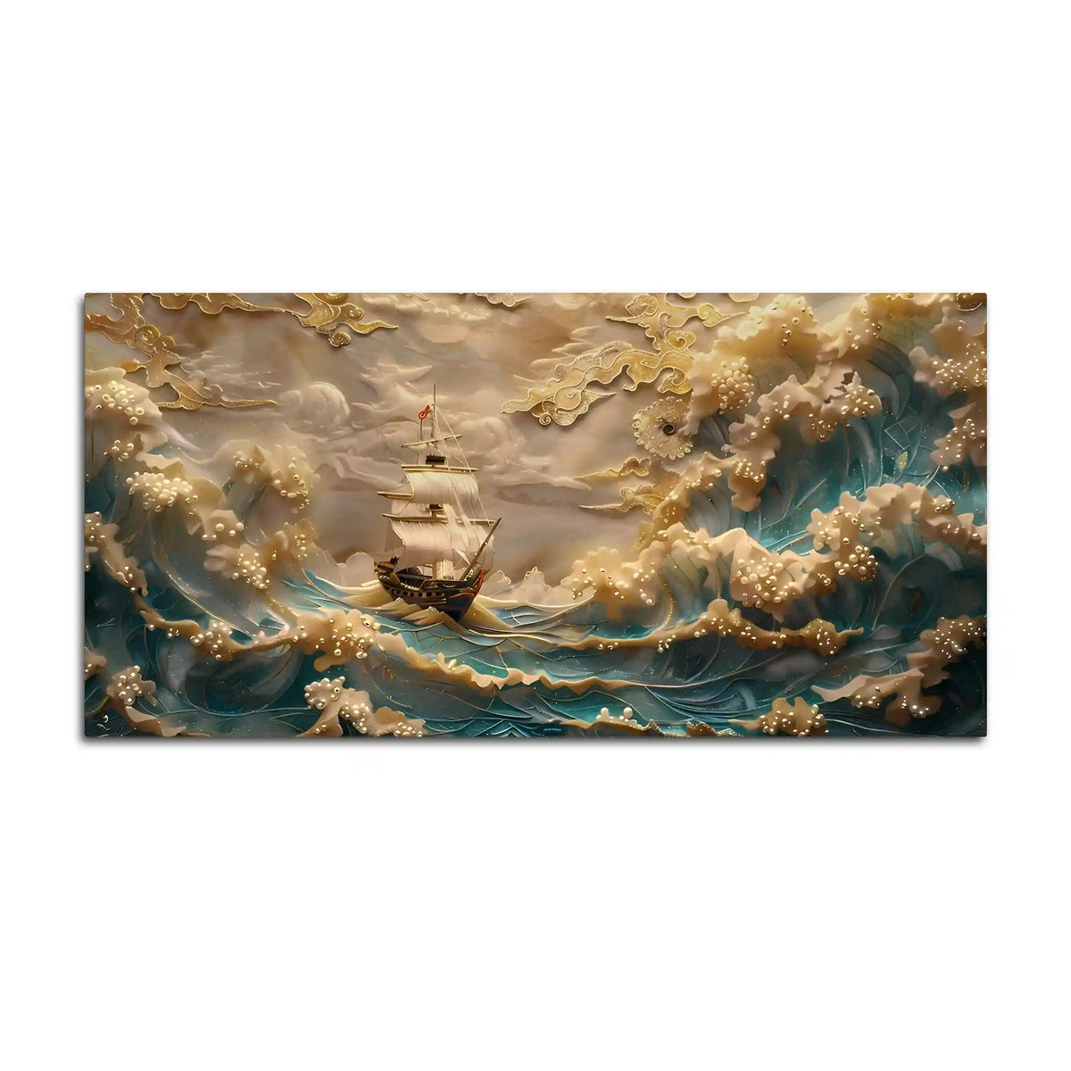 Modern Ocean Sailing Ship Canvas Wall Art Painting