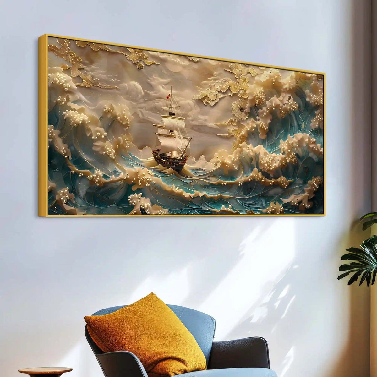 Modern Ocean Sailing Ship Canvas Wall Art Painting