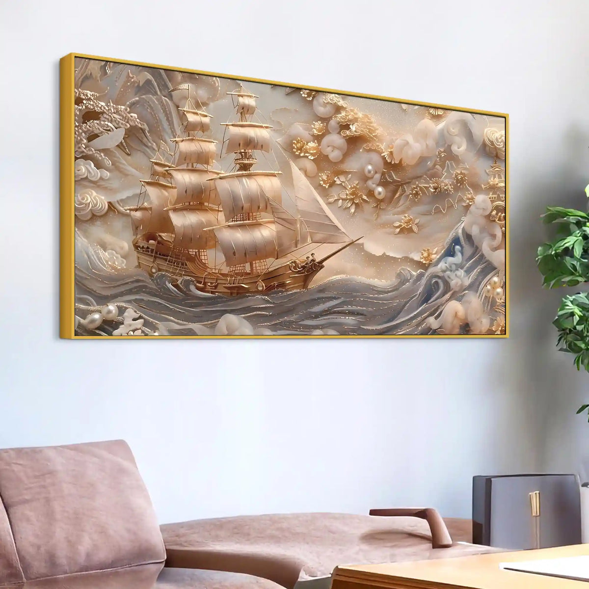 Modern Ocean Wave Canvas Painting