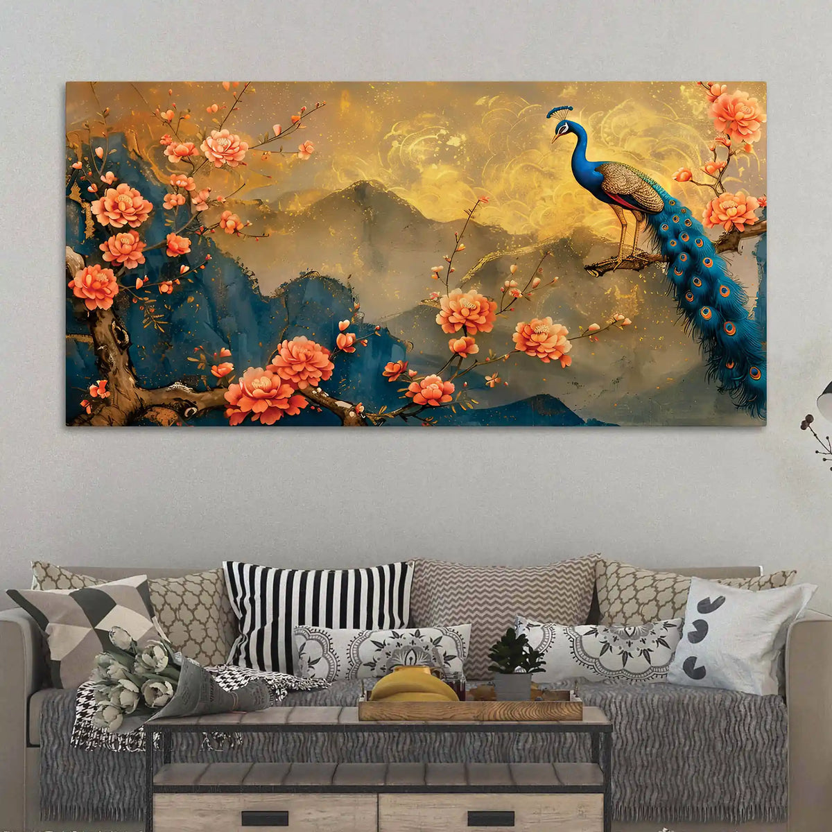 Modern Peacock Canvas Painting for Home Wall Decor