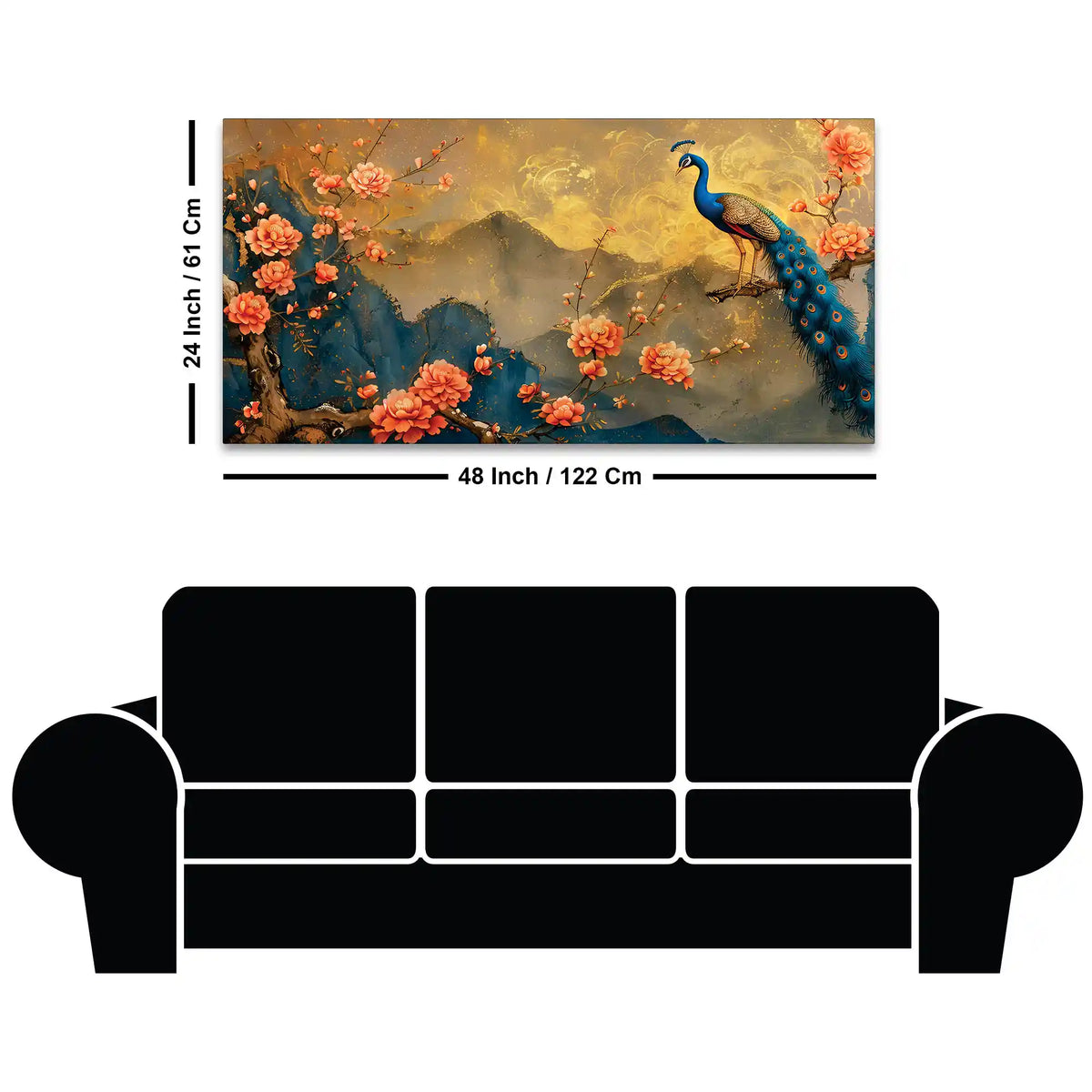 Modern Peacock Canvas Painting for Home Wall Decor