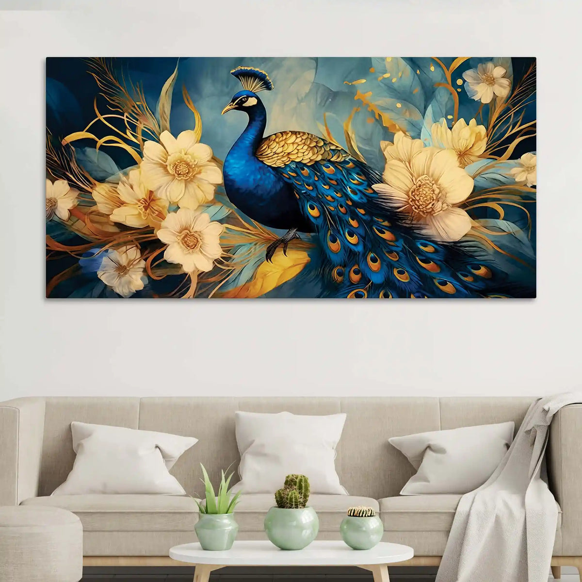 Modern Peacock Canvas Wall Painting for Bedroom & Living Room