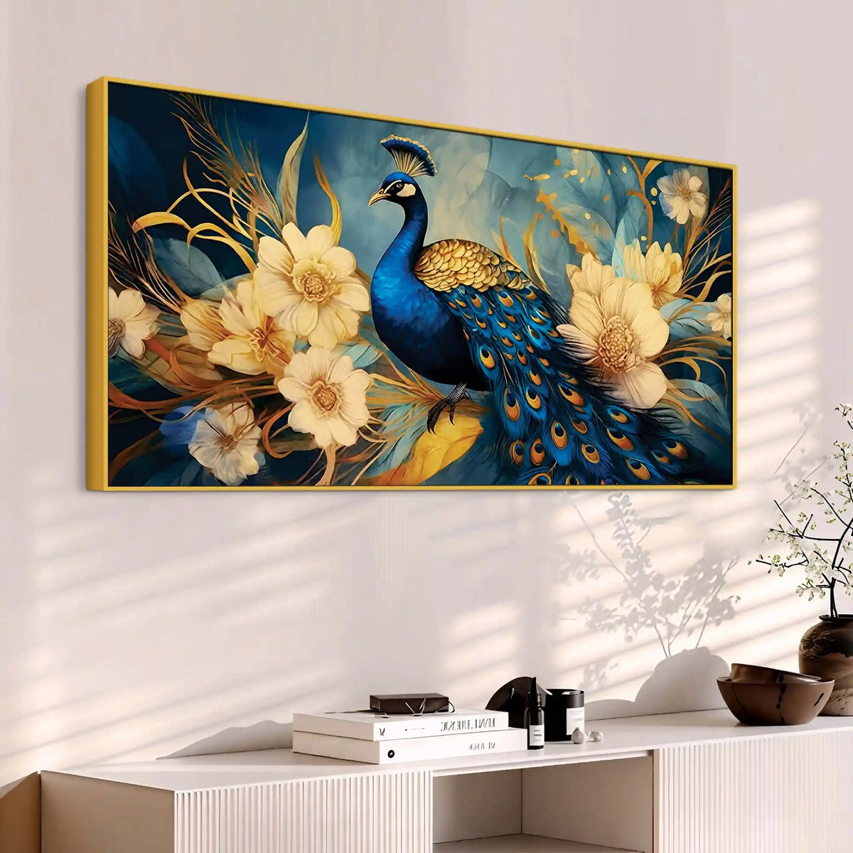 Modern Peacock Canvas Wall Painting for Bedroom & Living Room