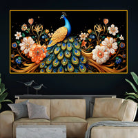 Modern Peacock Wall Art Crystal Glass Painting
