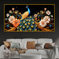 Modern Peacock Wall Art Crystal Glass Painting