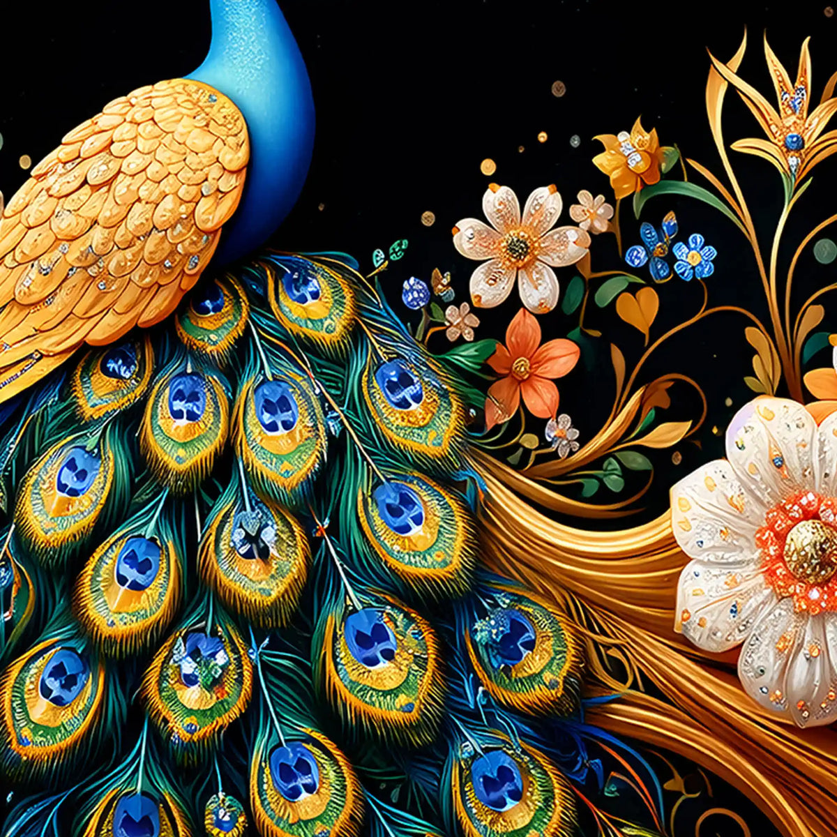 Modern Peacock Wall Art Crystal Glass Painting