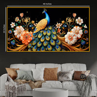 Modern Peacock Wall Art Crystal Glass Painting