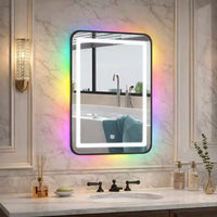 Modern RGB Mirror Cabinet with Ambient Glow and Storage