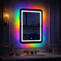 Modern RGB Mirror Cabinet with Ambient Glow and Storage