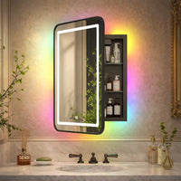 Modern RGB Mirror Cabinet with Ambient Glow and Storage