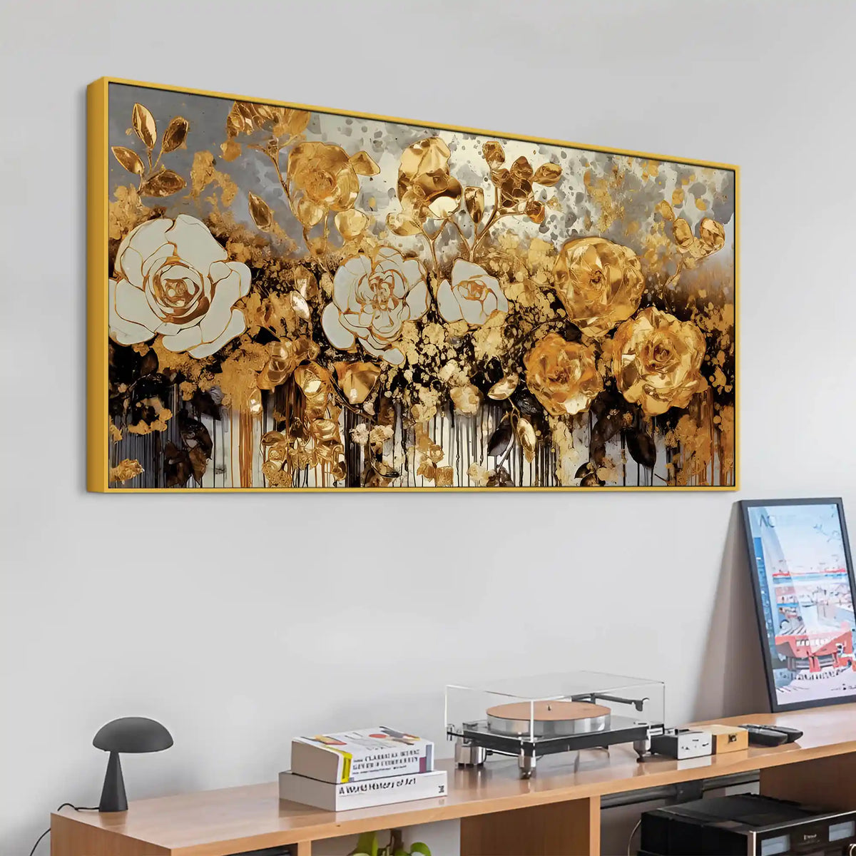 Modern Rose Floral Canvas Wall Art Abstract Painting