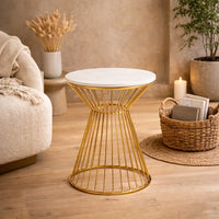 Modern Round Side Table with White Marble Top