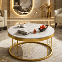 Modern Round White Marble Golden Center Table