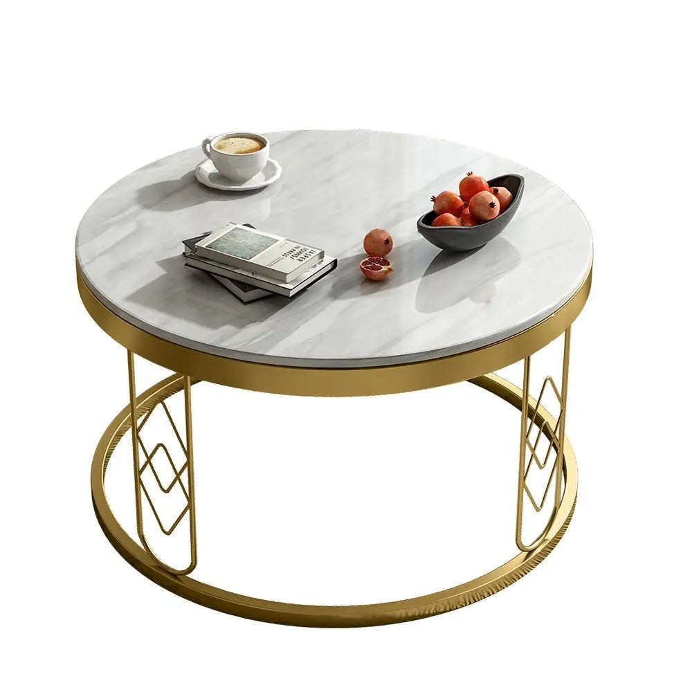 Modern Round White Marble Golden Center Table