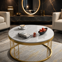 Modern Round White Marble Golden Center Table