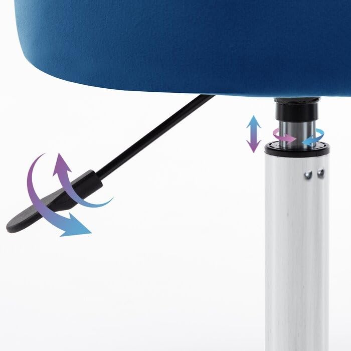 Modern Royal Blue Adjustable Vanity Stool with Tufted Cushion