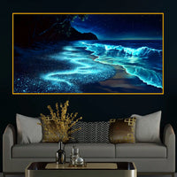 Modern Sea Waves Crystal Glass Wall Art Painting