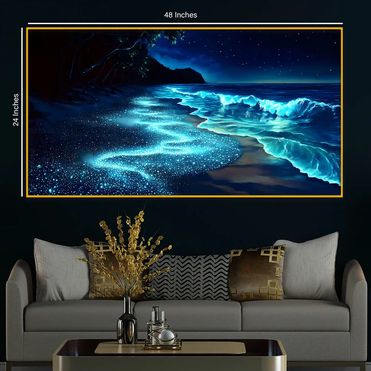 Modern Sea Waves Crystal Glass Wall Art Painting