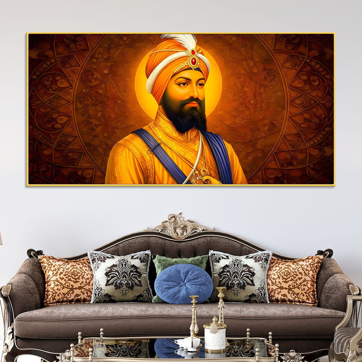 Modern Sikh Guru Religious Canvas Artwork for Home
