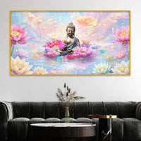 Modern Spiritual Calm Buddha Crystal Glass Painting